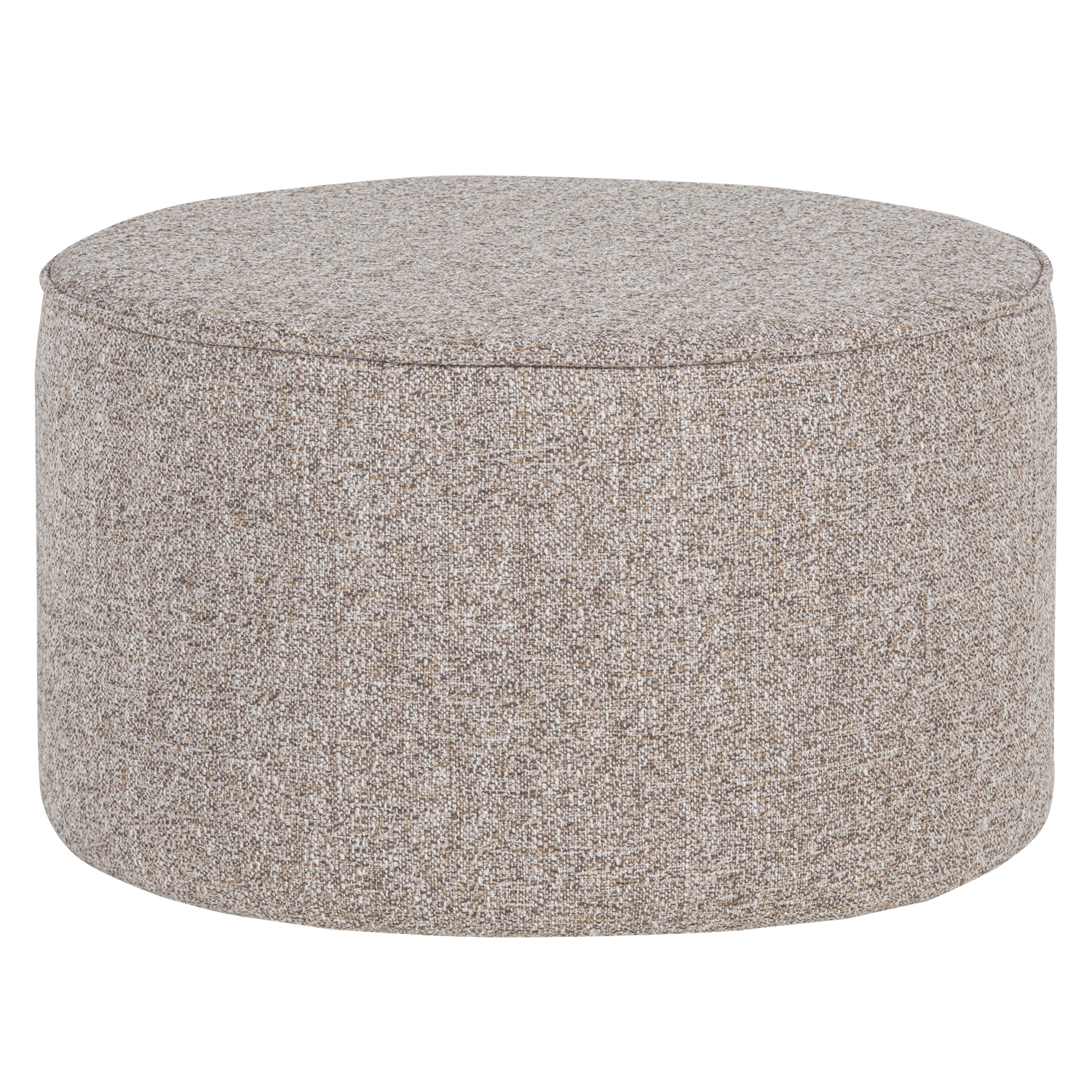 WOOOD poef laag Sara - Geweven Stof - Naturel Melange - 36xØ60cm