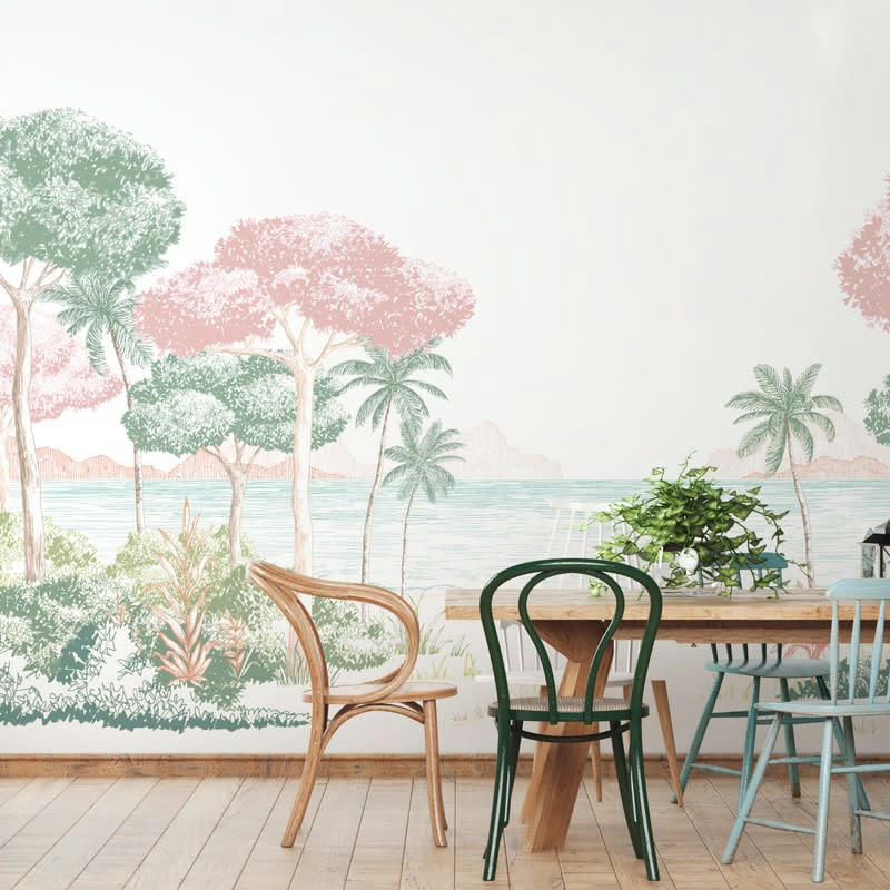 LA PLAGE COLORÉE - Papier Peint Panoramique L432xH270cm Multicolore Bord de mer