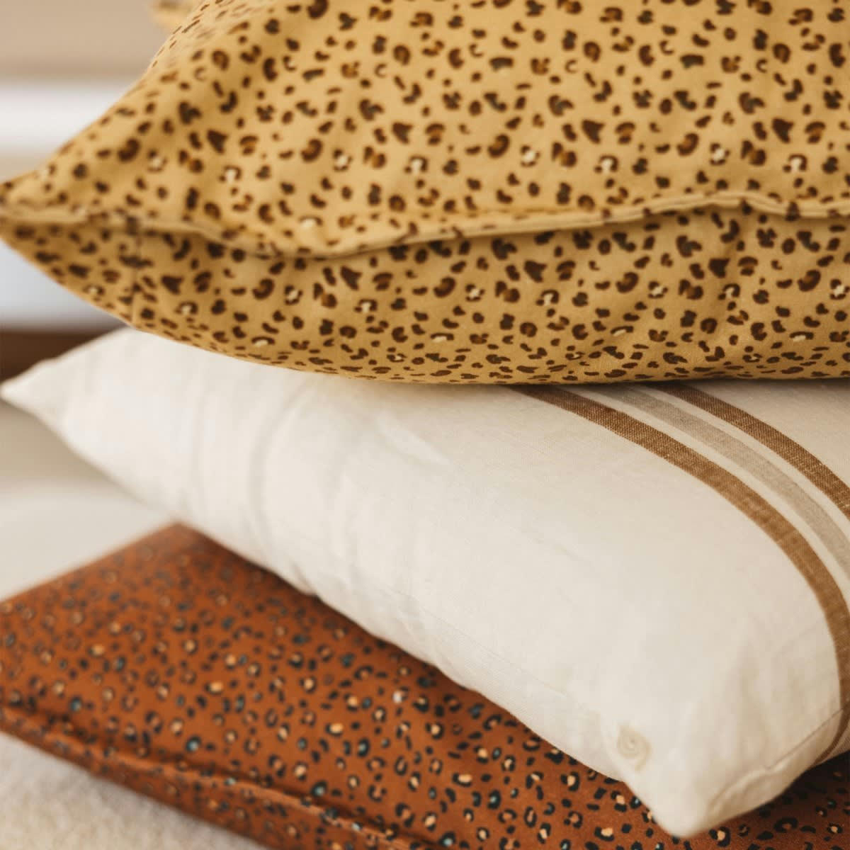 HÔTEL PARTICULIER - Housse de coussin en coton imprimé léopard beige 50x50