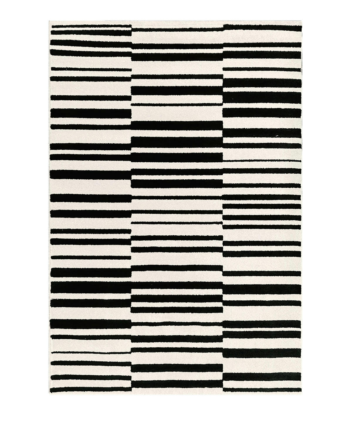 INTERVAL - Tapis graphique rayures noir et blanc 160x230, OEKO-TEX®