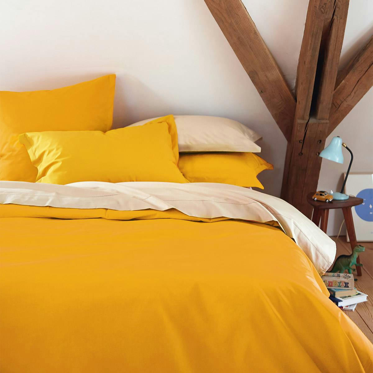 ALCOVE - Housse de couette en percale de coton orange 260 x 240 cm