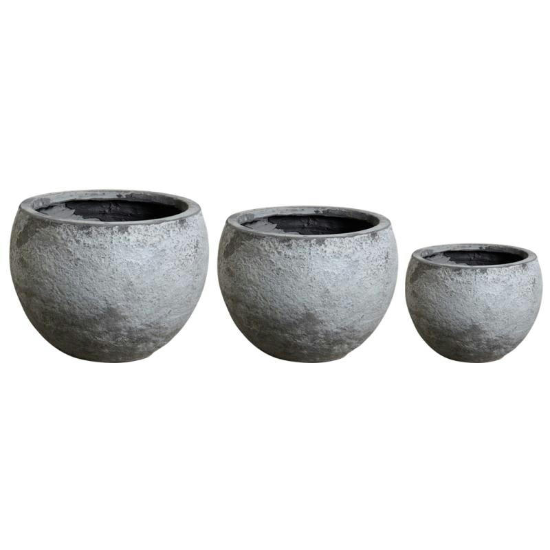 - Cache-pot rond en fibre de ciment (lot de 3)