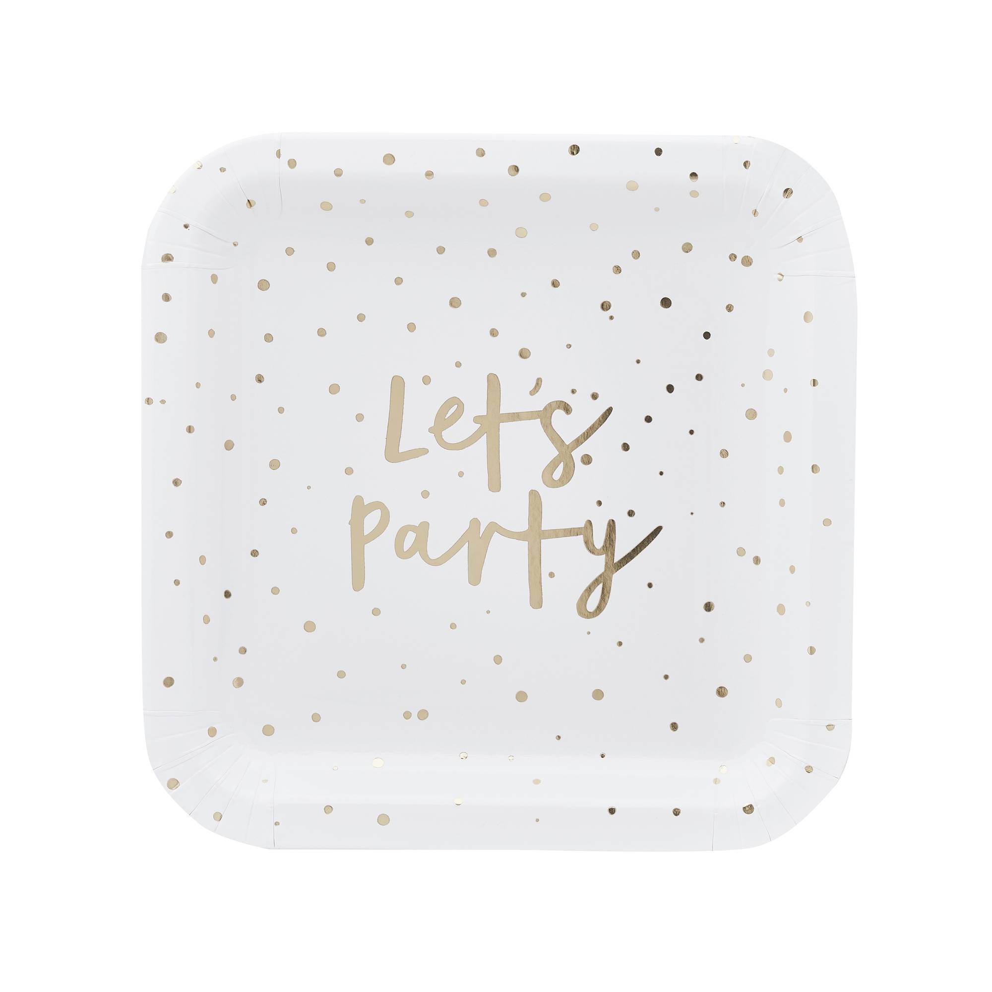 Gold Let's Party Plates 8 Pack