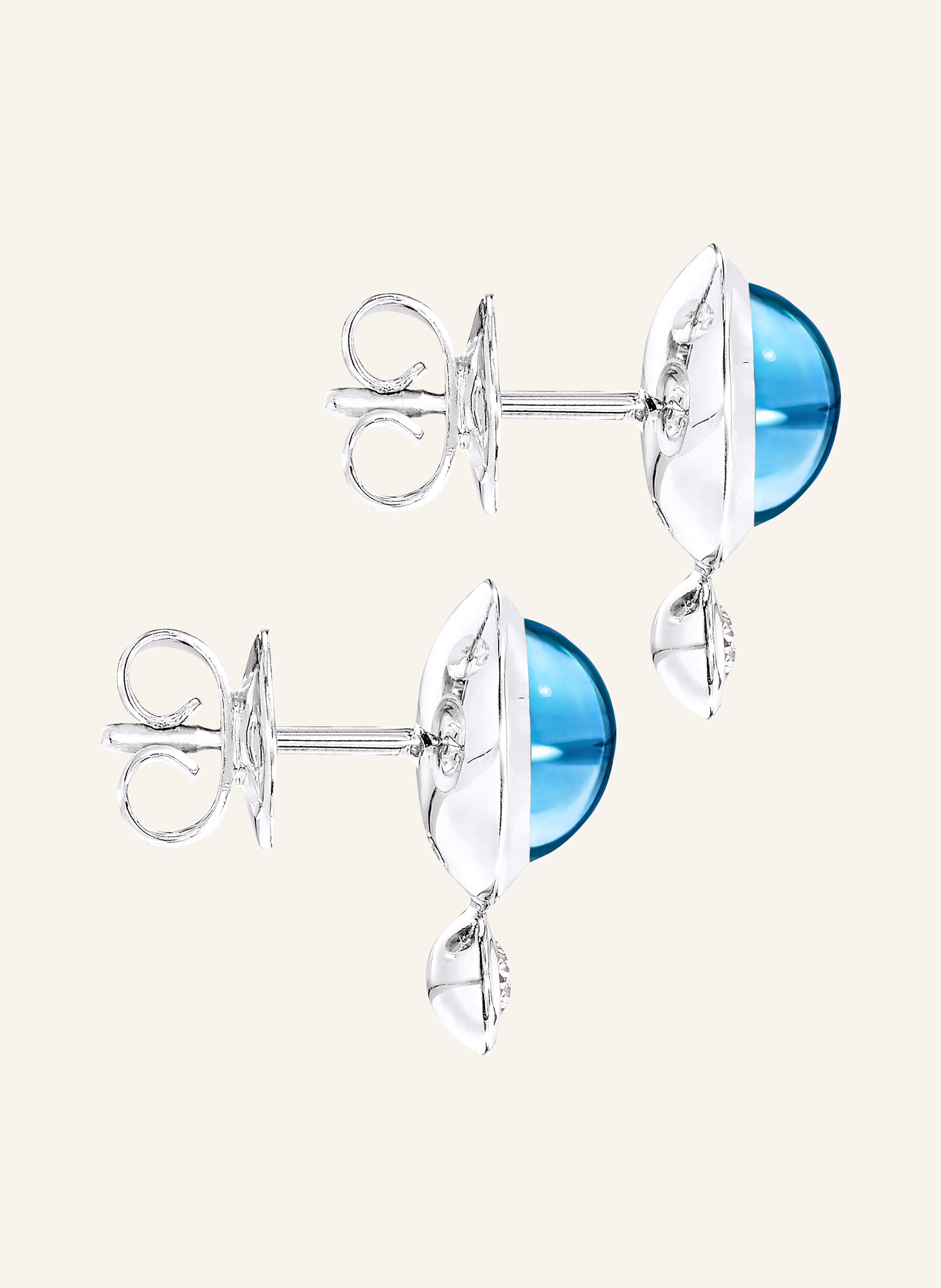 TAMARA COMOLLI Ohrstecker OHRSTECKER BOUTON SWISS TOPAZ / CLASSIC aus 18 Karat Weißgold Swiss Topas