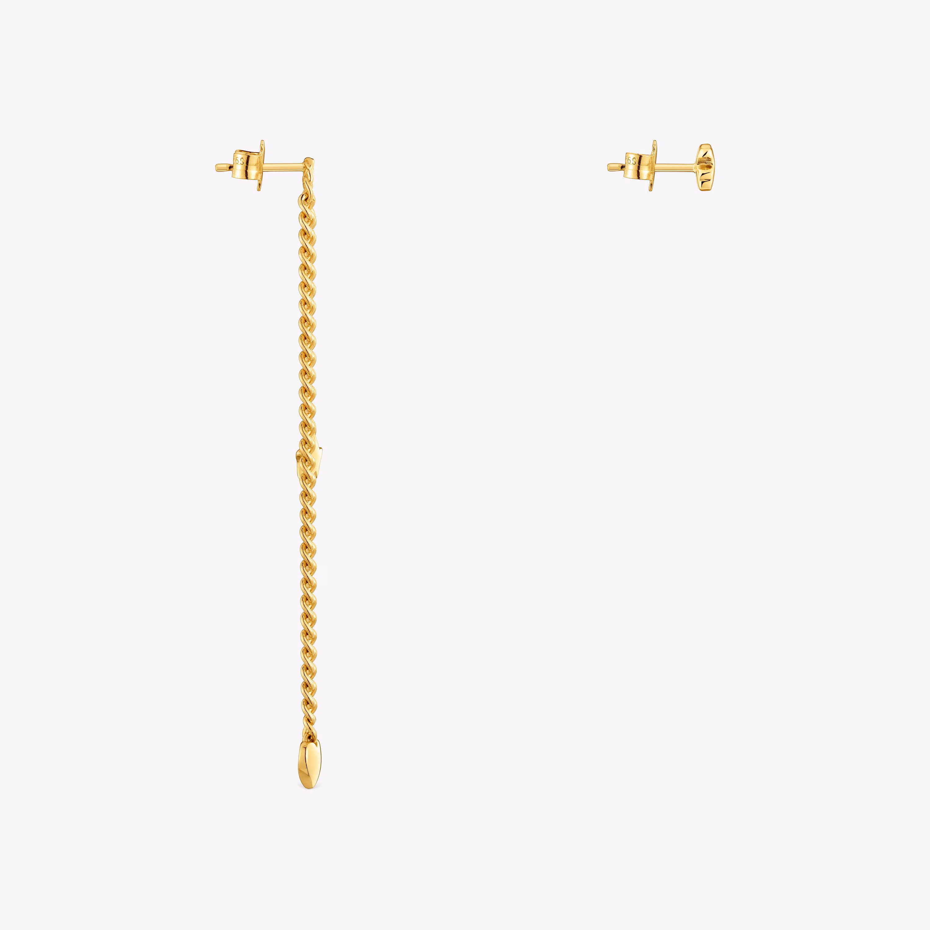 Pendientes corto/largo con baño de oro 18 kt sobre plata Bold Motif