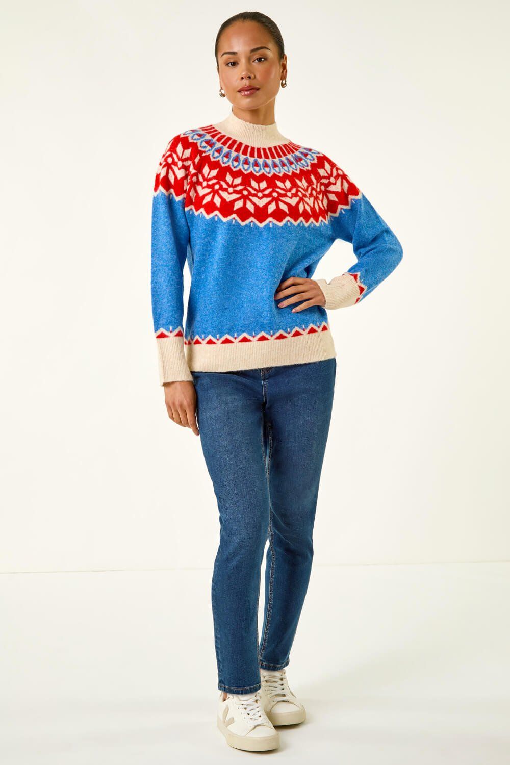 Roman Petite Fairisle High Neck Knit Jumper