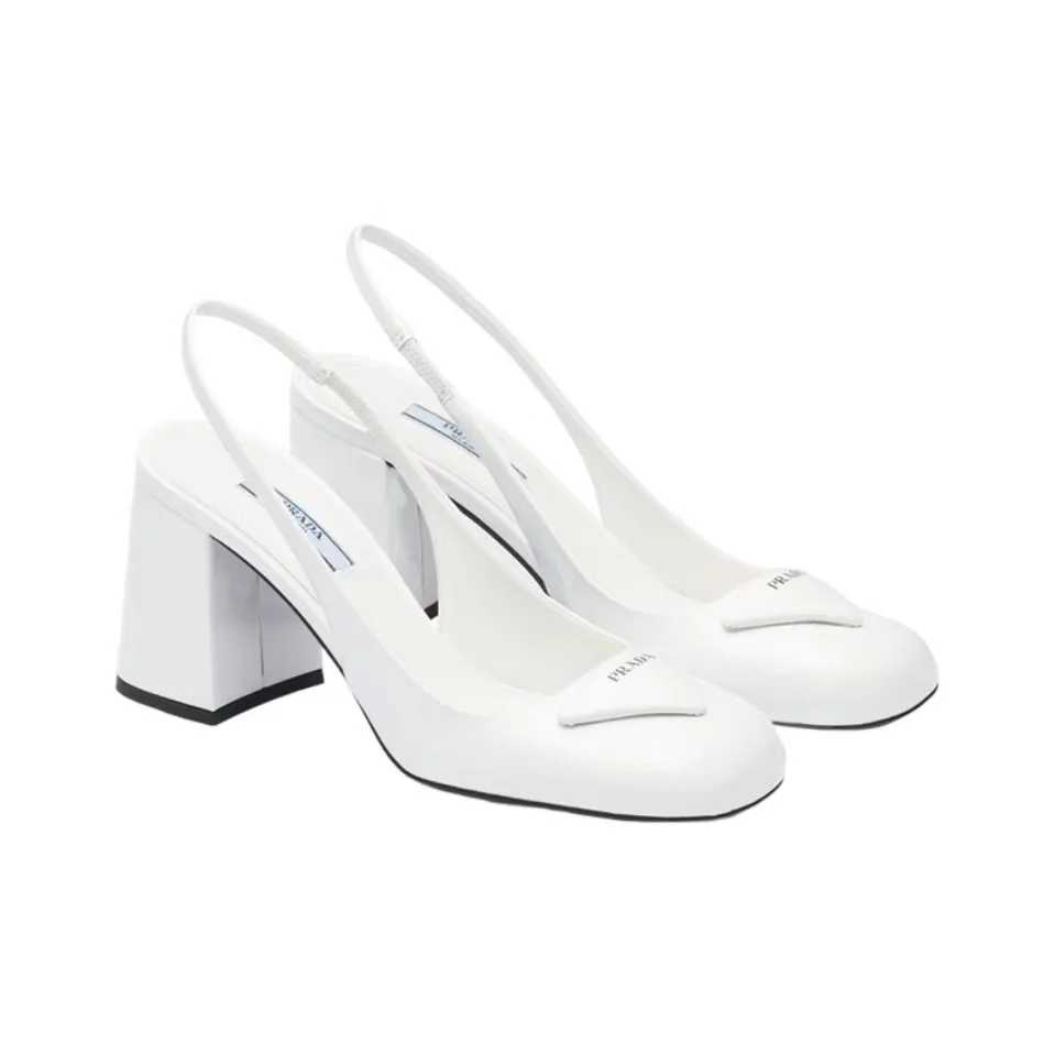 Prada  Patent Leather Chunky Heel  Sandals Slide