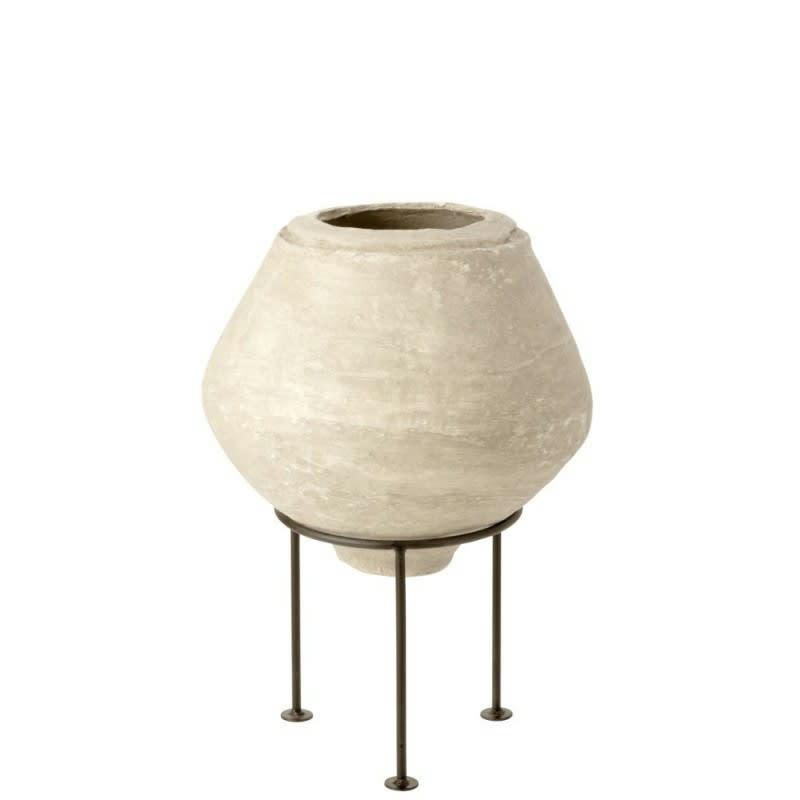 CHAD - Pot sur pied en papier mâché blanc H45cm