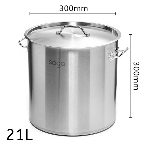 SOGA Dual Burners Cooktop Stove 21L Stainless Steel Stockpot 30cm and 30cm Induction Fry Pan