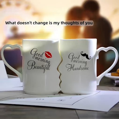 NNETM 2pcs Kissing Ceramic Couple Mugs