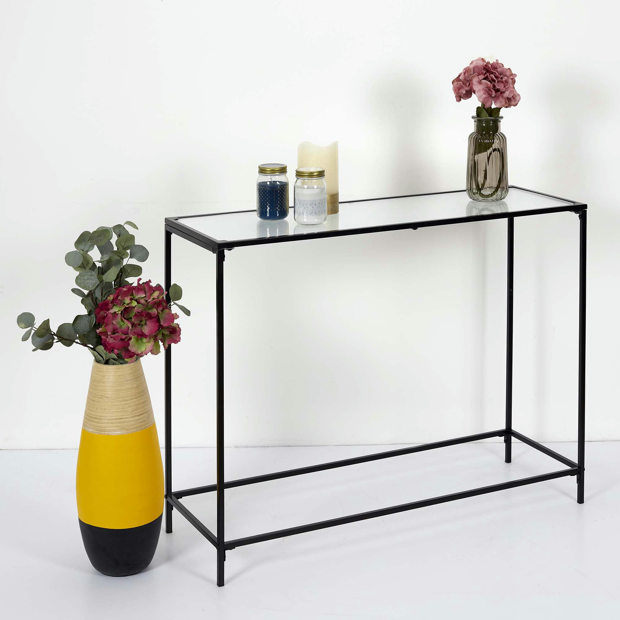 ROSA - Console plateau en verre texturé