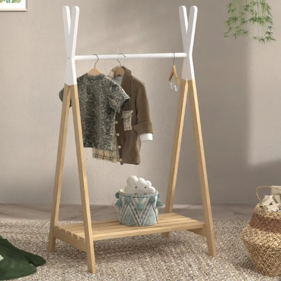 Kledingrek voor kinderen Kiddy - grenen/wit