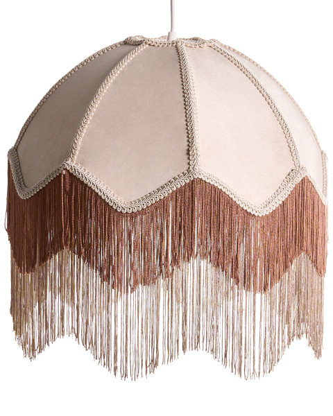 Lampa wisząca materiałowa z frędzlami beżowa