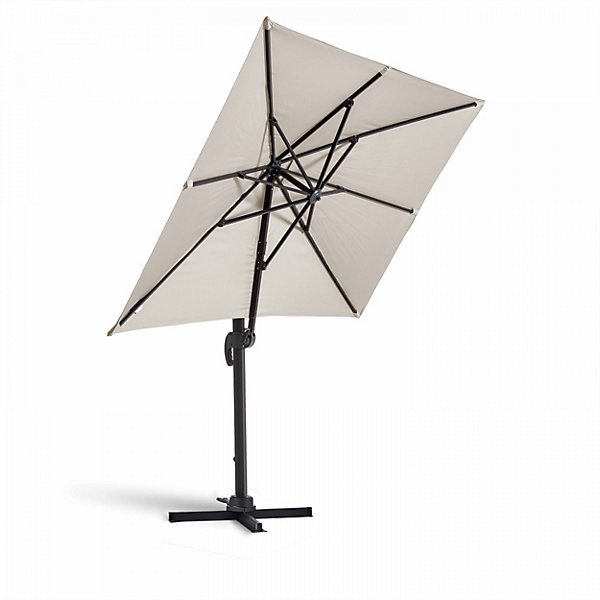 Parasol déporté inclinable et rotatif 2x3m en aluminium écruOviala