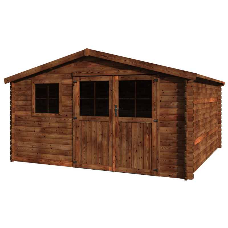 Abri de jardin en bois Vallauris traité 34 mm 4,14 x 4,02 m DÉCOR ET JARDIN