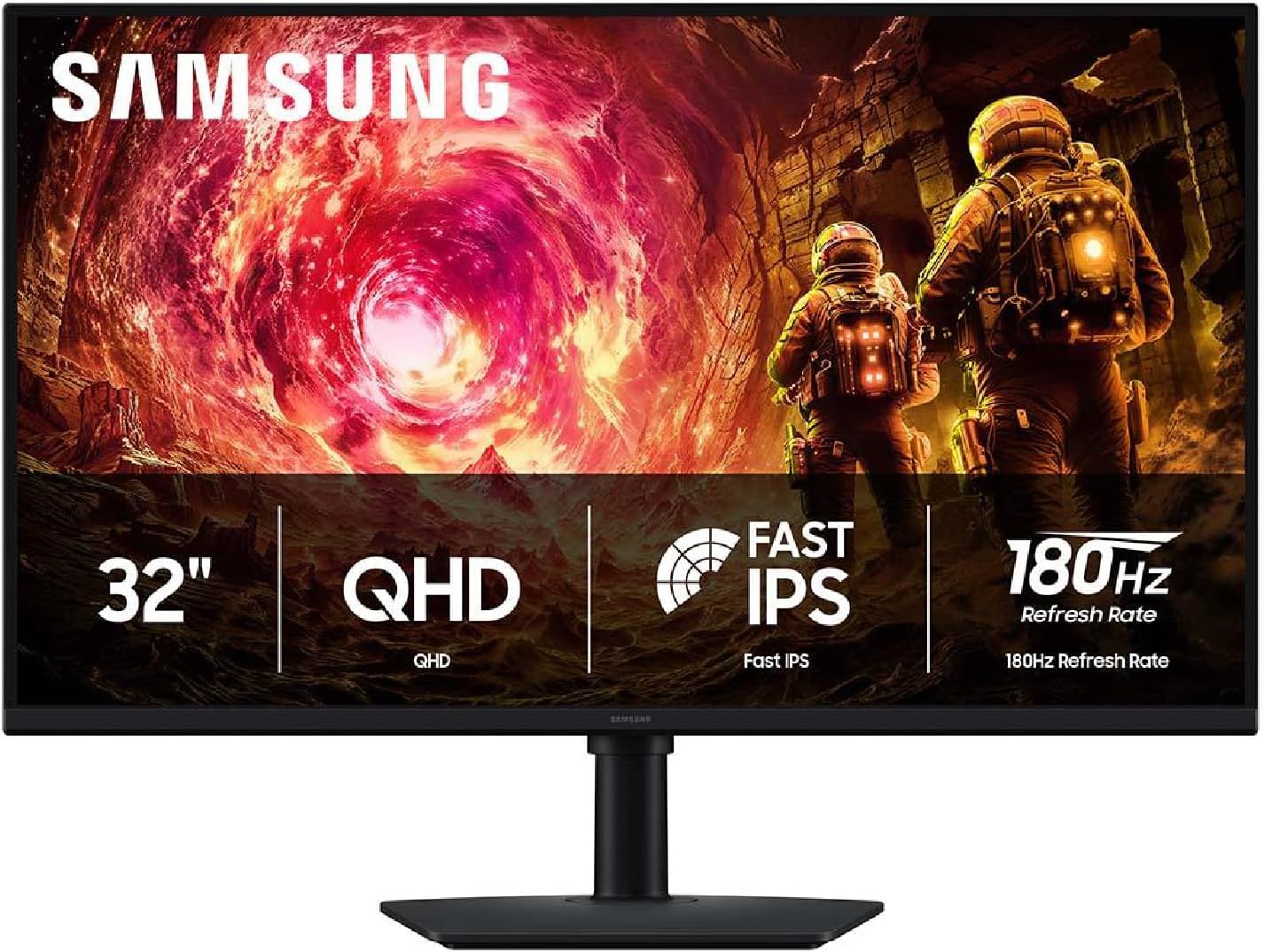 Samsung 32” Odyssey G5 G50F QHD Resolution Gaming Monitor  180Hz Refresh Rate  Fast IPS Panel  HDR10  NVIDIA G-Sync Compatible  1ms Response Time (GtG)  AMD FreeSync™  Adjustable Stand  LS32FG502ENXZA