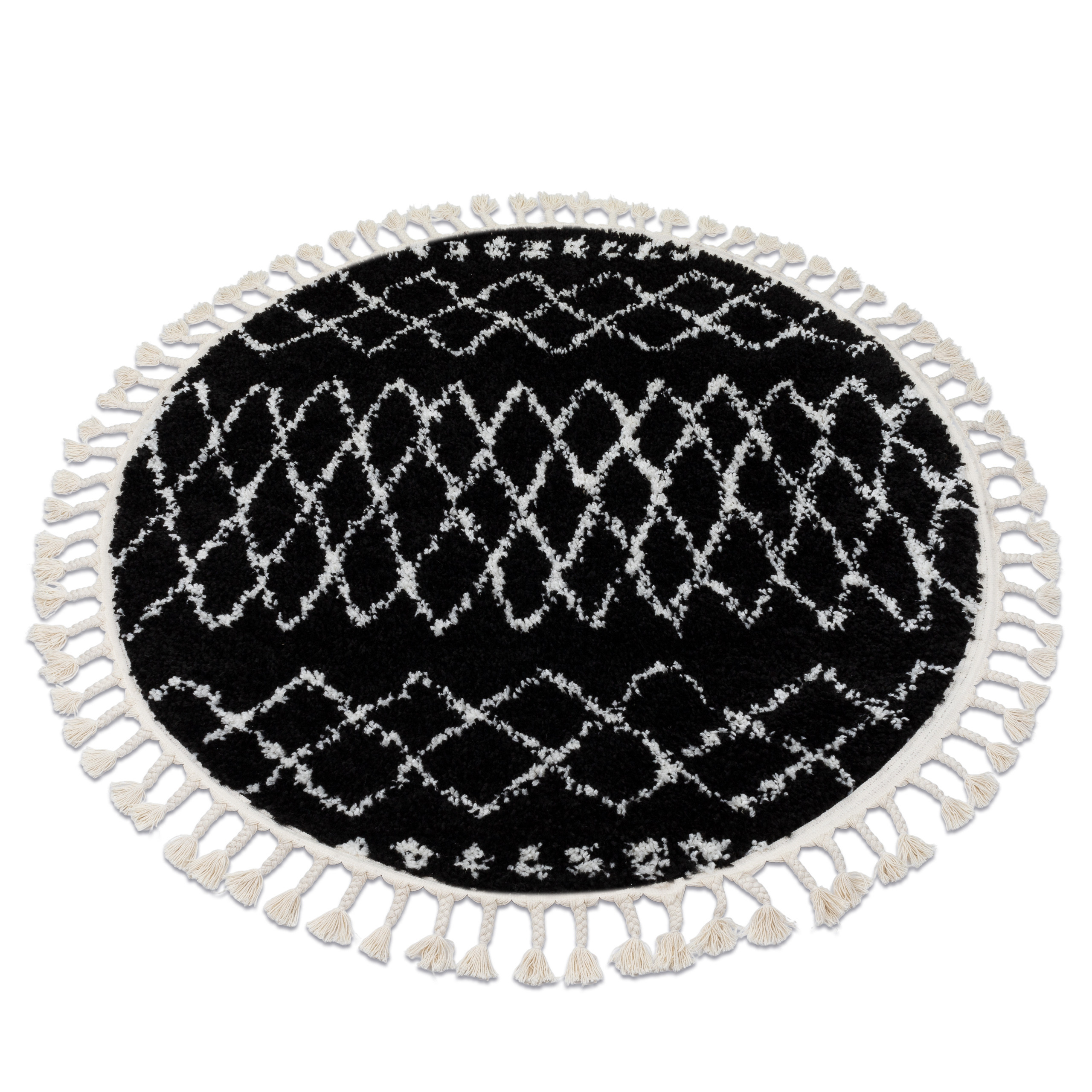 Dywan BERBER ETHNIC G3802 czarny / biały Frędzle berberyjski koło 160 cm