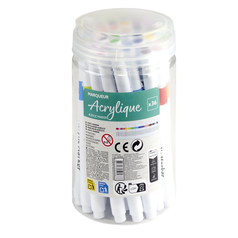 Marqueur acrylique x36 dans pot