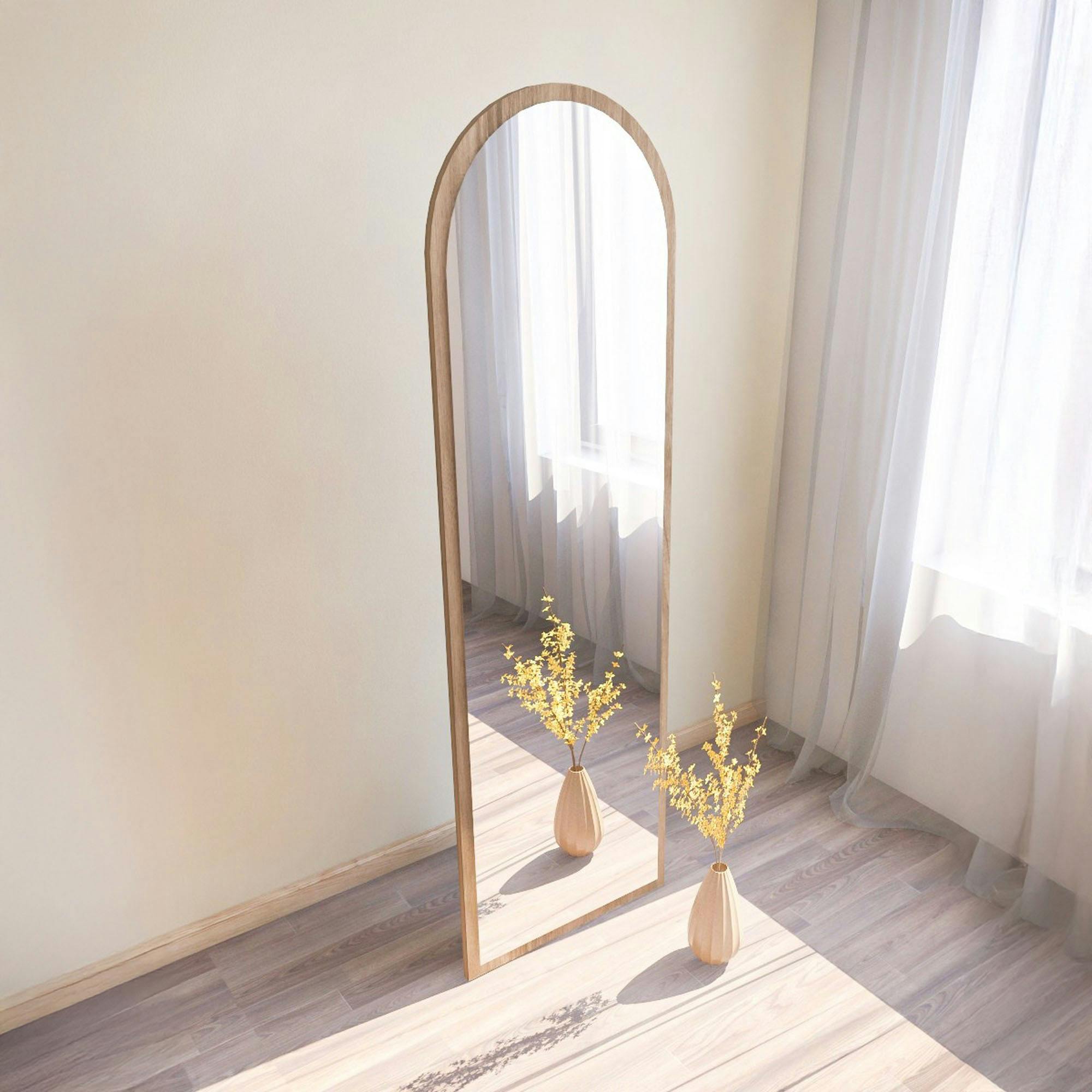 Miroir plein pied moderne ovale effet bois noyer, 160 cm CODY