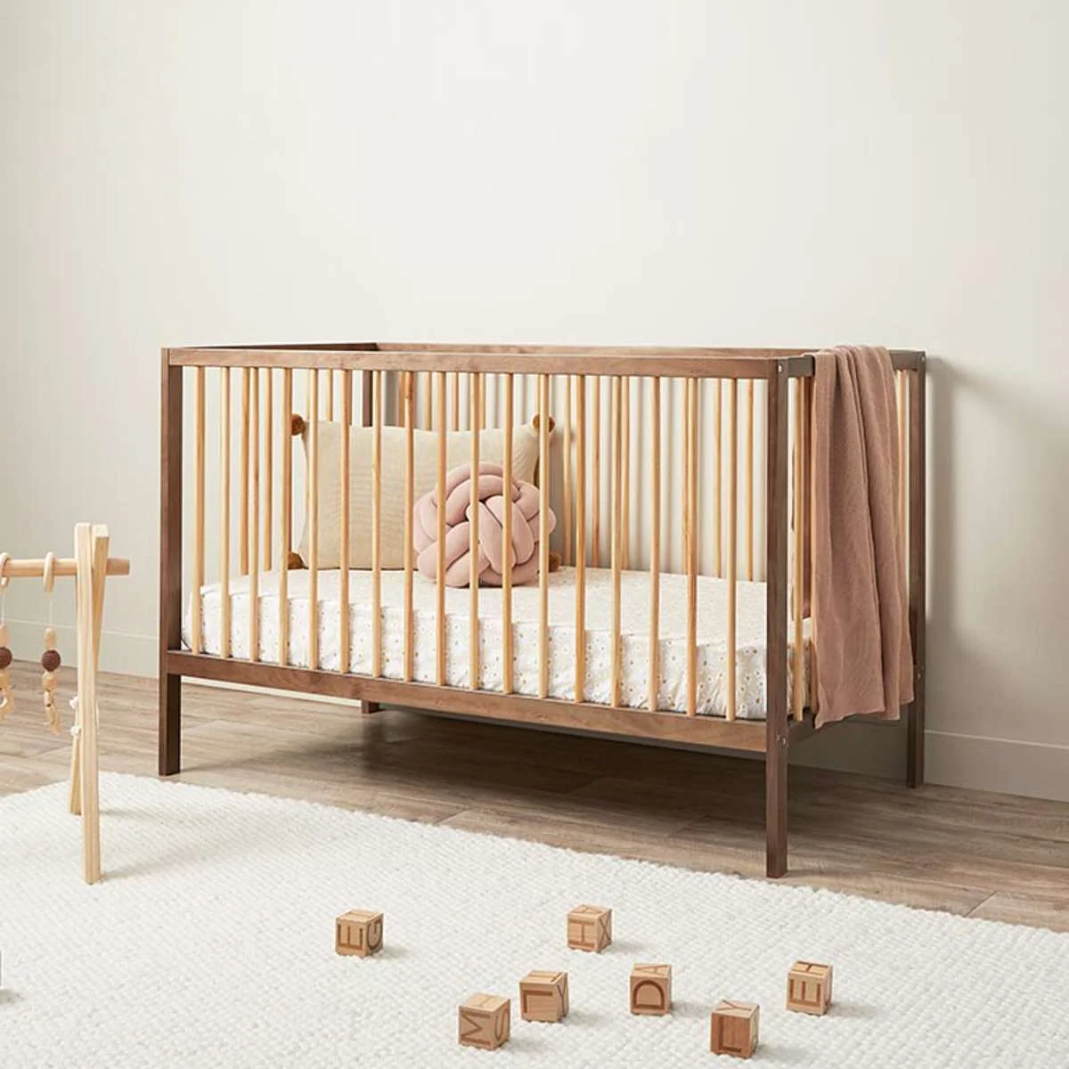Mocka Dream Cot Almond/Natural + Mattress Bundle