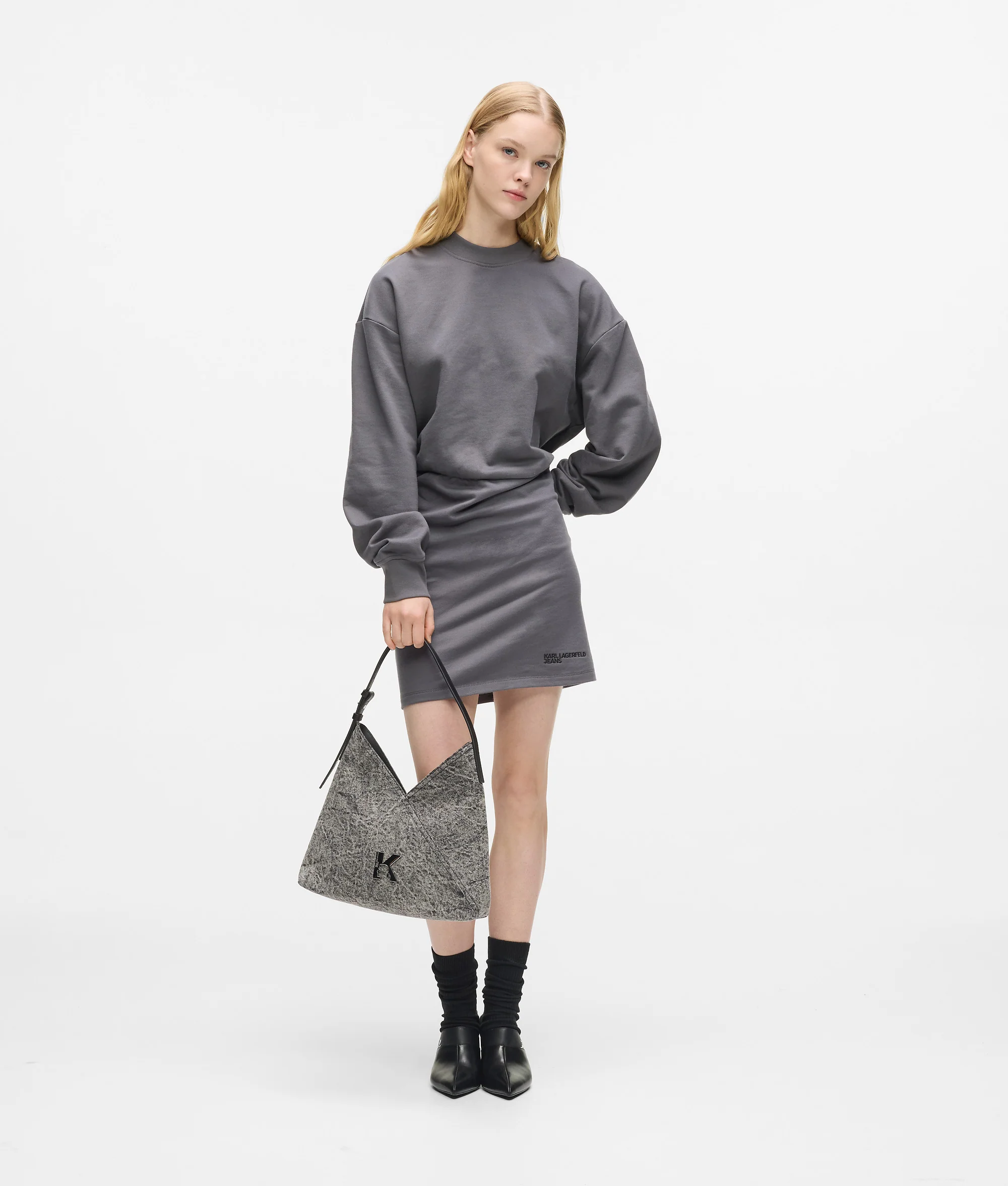 Sac cabas en denim géométrique