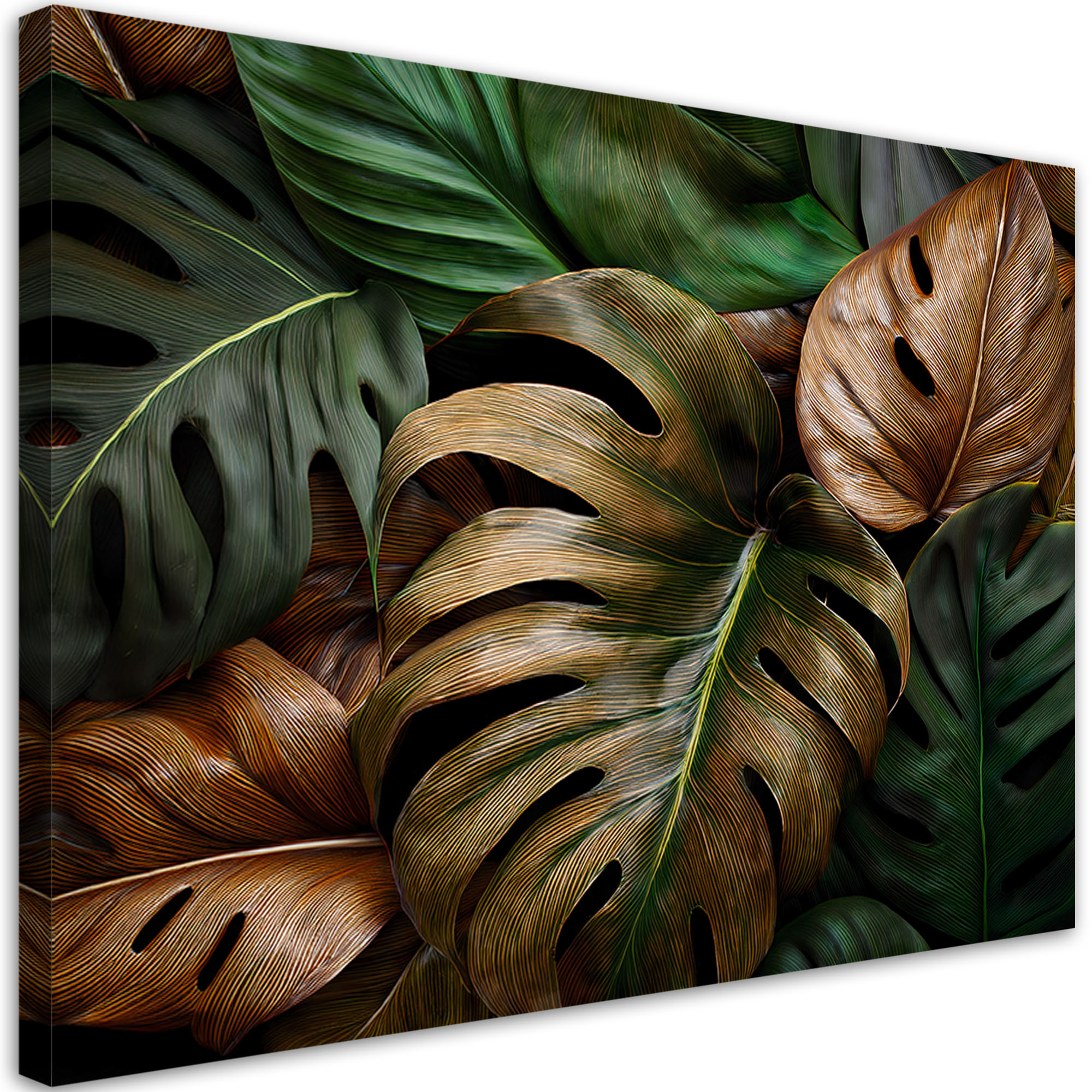 Feeby Obraz na płótnie, Liście Monstery W Naturalnych Kolorach 60x40