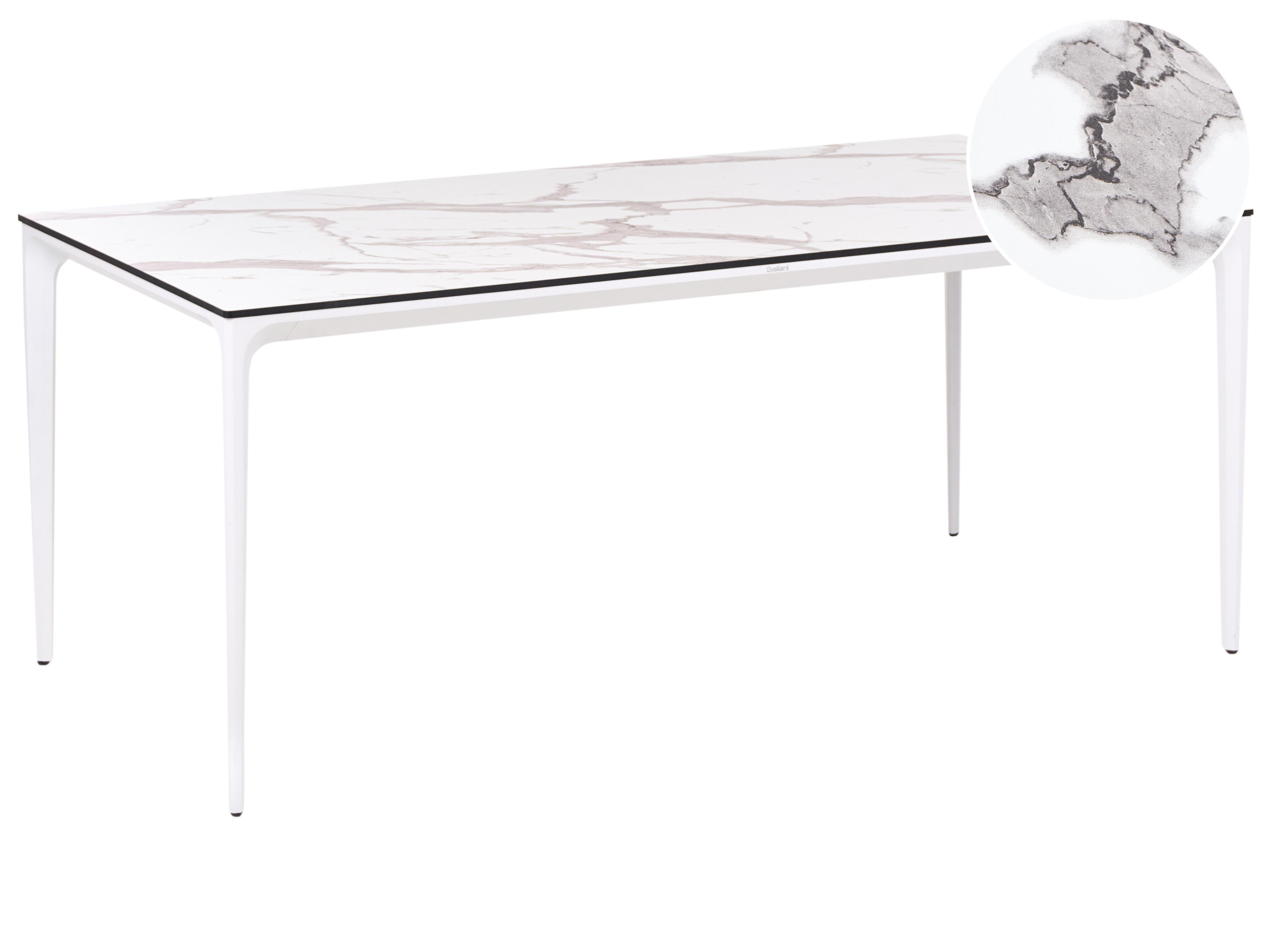 Garden Dining Table SOVARETO 180 cm 90 cm Marble Effect White Marble