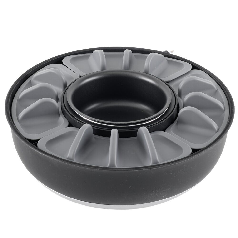 Service à tacos rond PP et aluminium L34X34XH18 cm noir