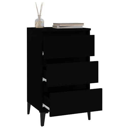 NNEVL Bedside Cabinet Black 40x35x70 cm Engineered Wood