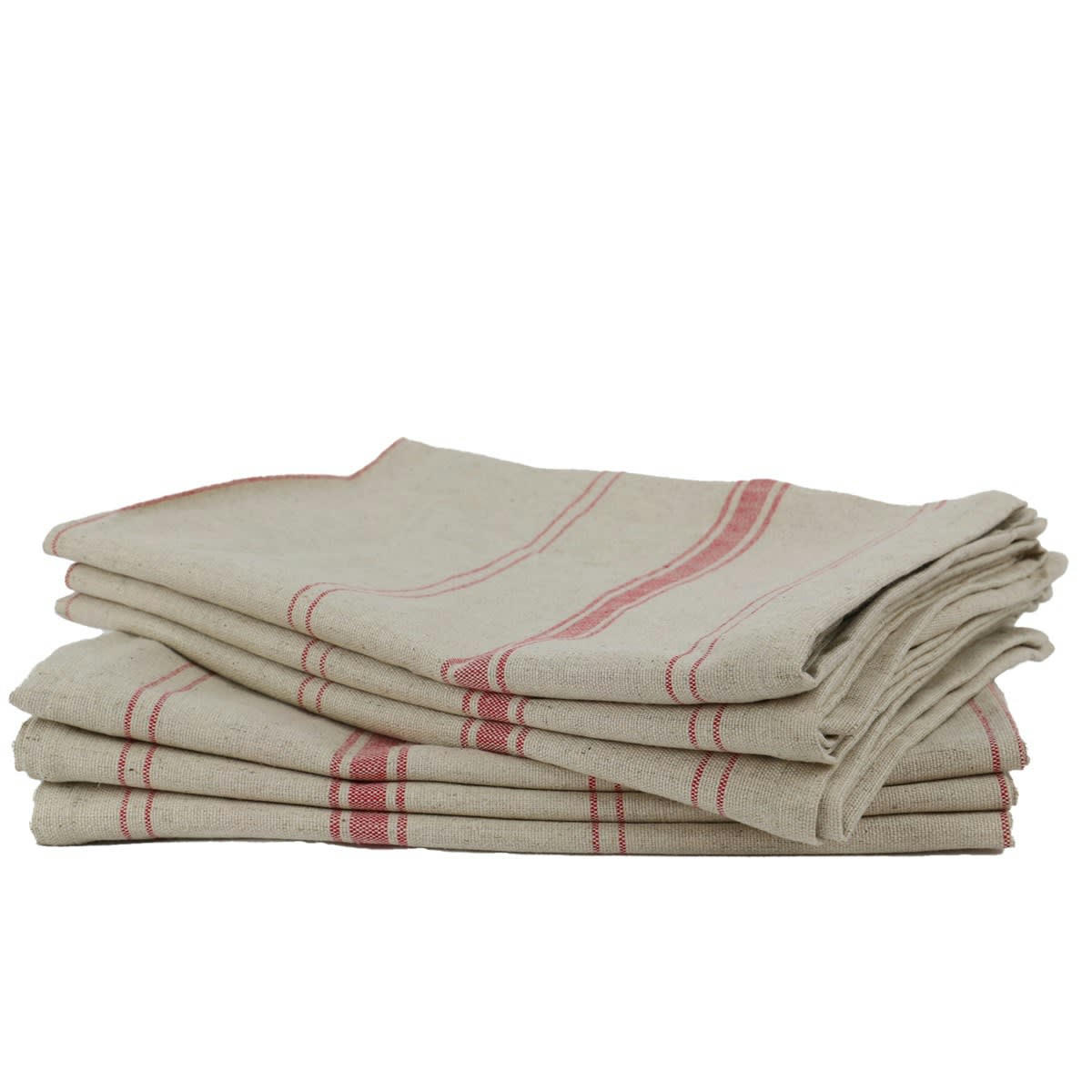 BRASSERIE - Lot de 6 Torchons en Lin Rouge