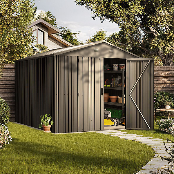 Abri de Jardin Métal Pioneer Y90 - Structure autoportante IronCore - Toit robuste -Serrure avec clé incluse - 7,94 m²