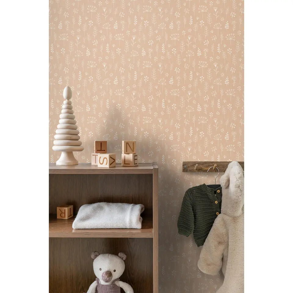 ESTAhome behang bloemmotief licht terracotta - 53 cm x 10.05 m