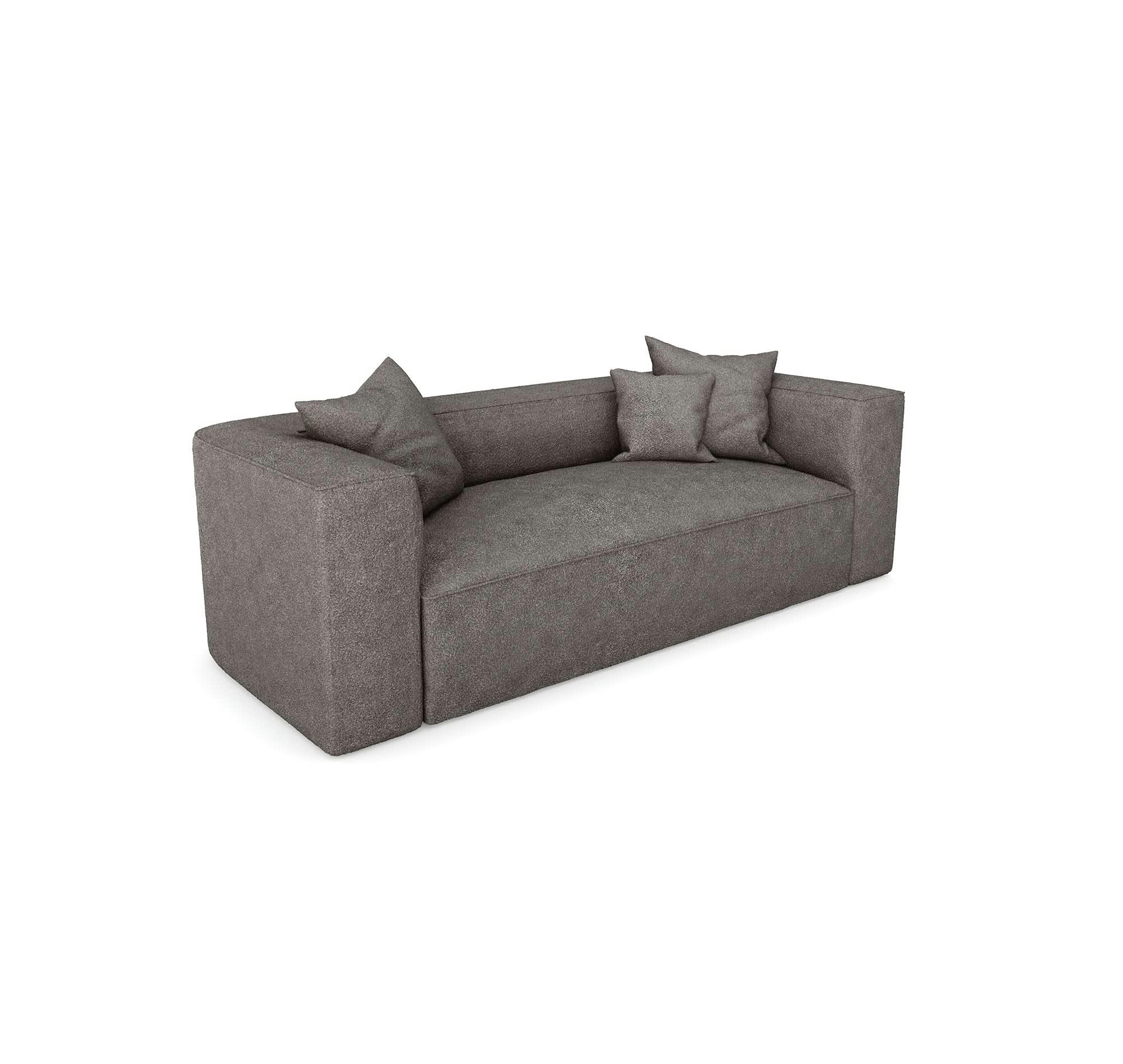 ALMA - Canapé 3 places tissu bouclette gris graphite
