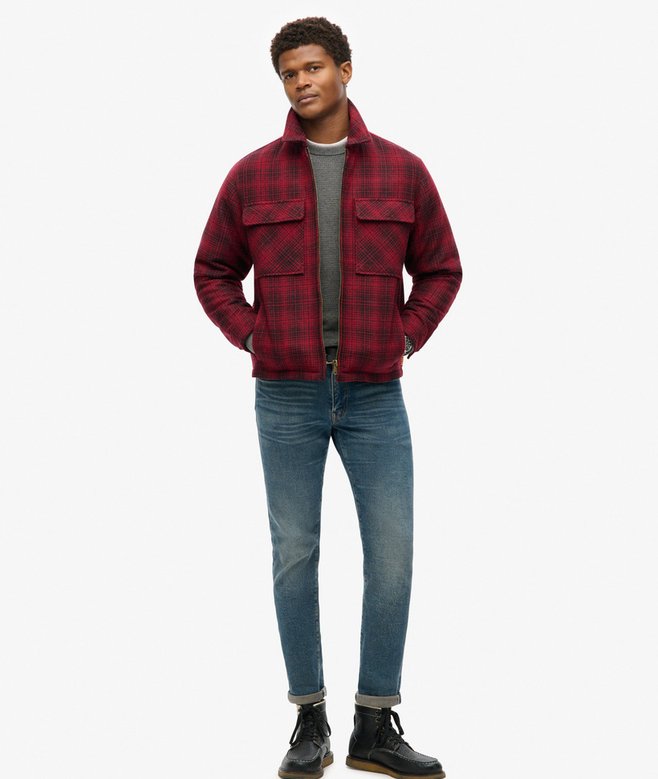 Surplus Wool Check Zip Through Overshirt