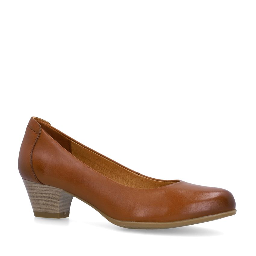No Stress Cognac leren pumps