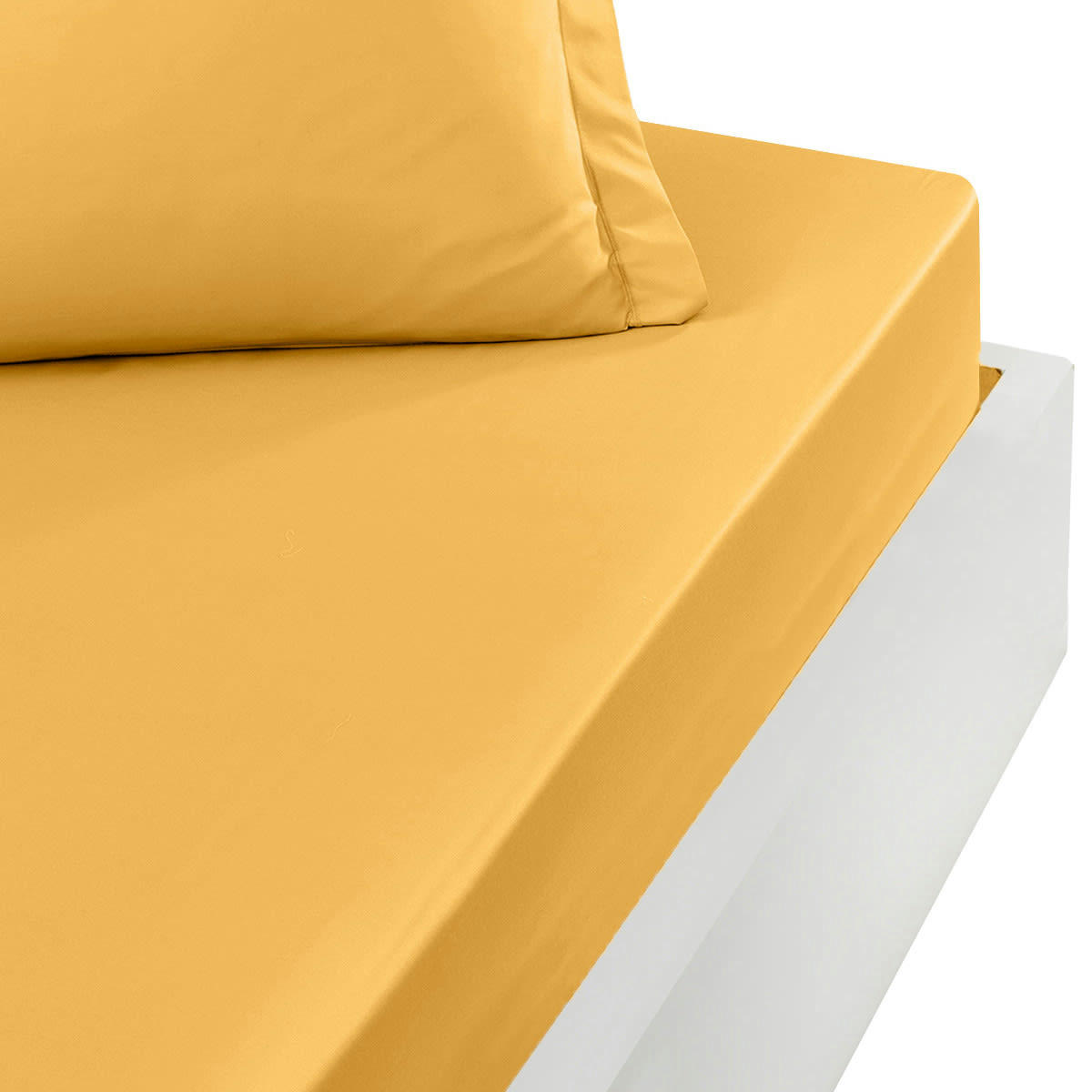SOFT PERCALE - Drap housse en percale bonnet 40cm Safran 180x200 cm