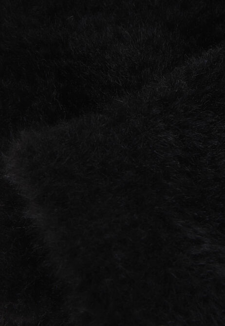 Womens Black Eyelash Knit Gloves