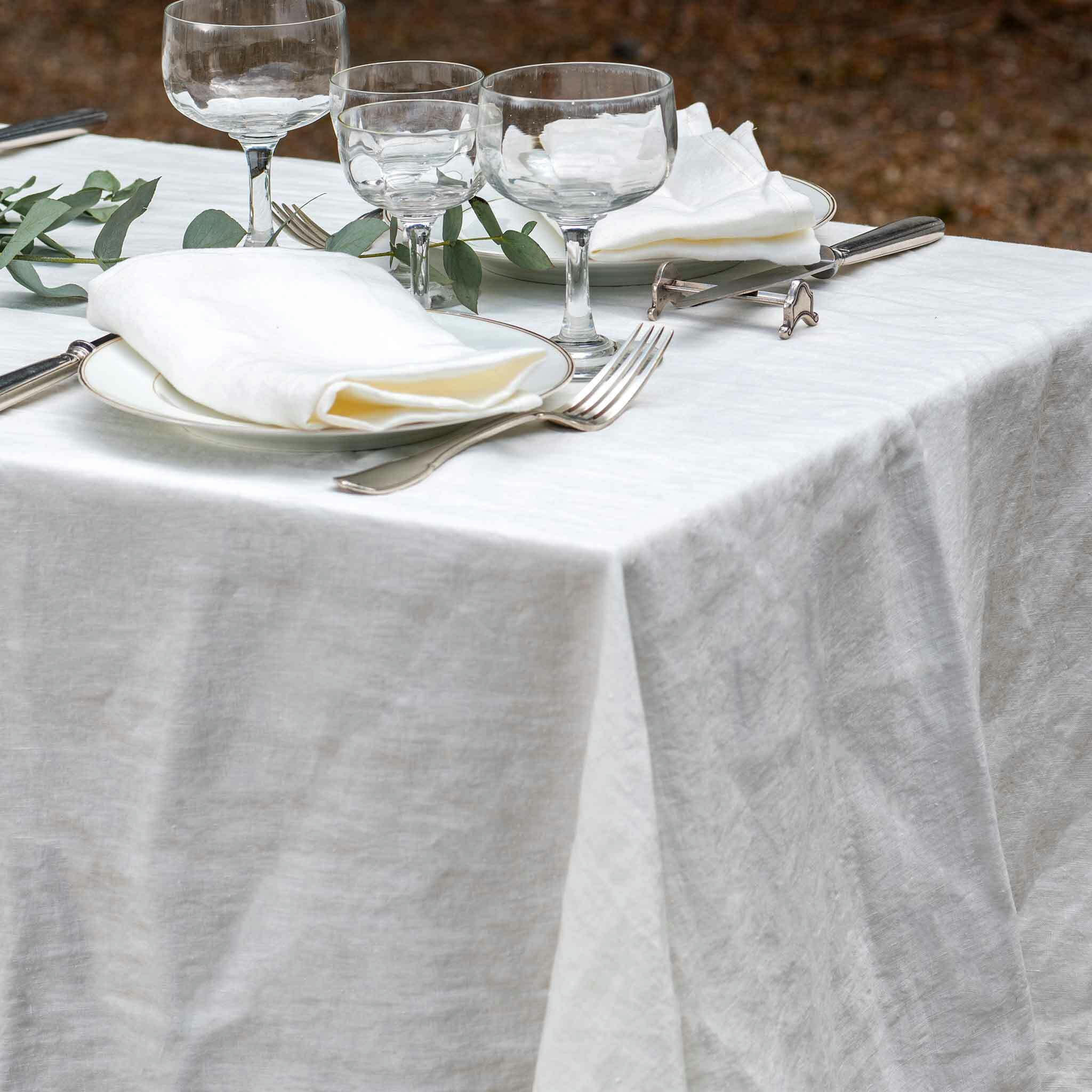 NAPPE NATURELLE - Nappe en lin blanc 180x180cm