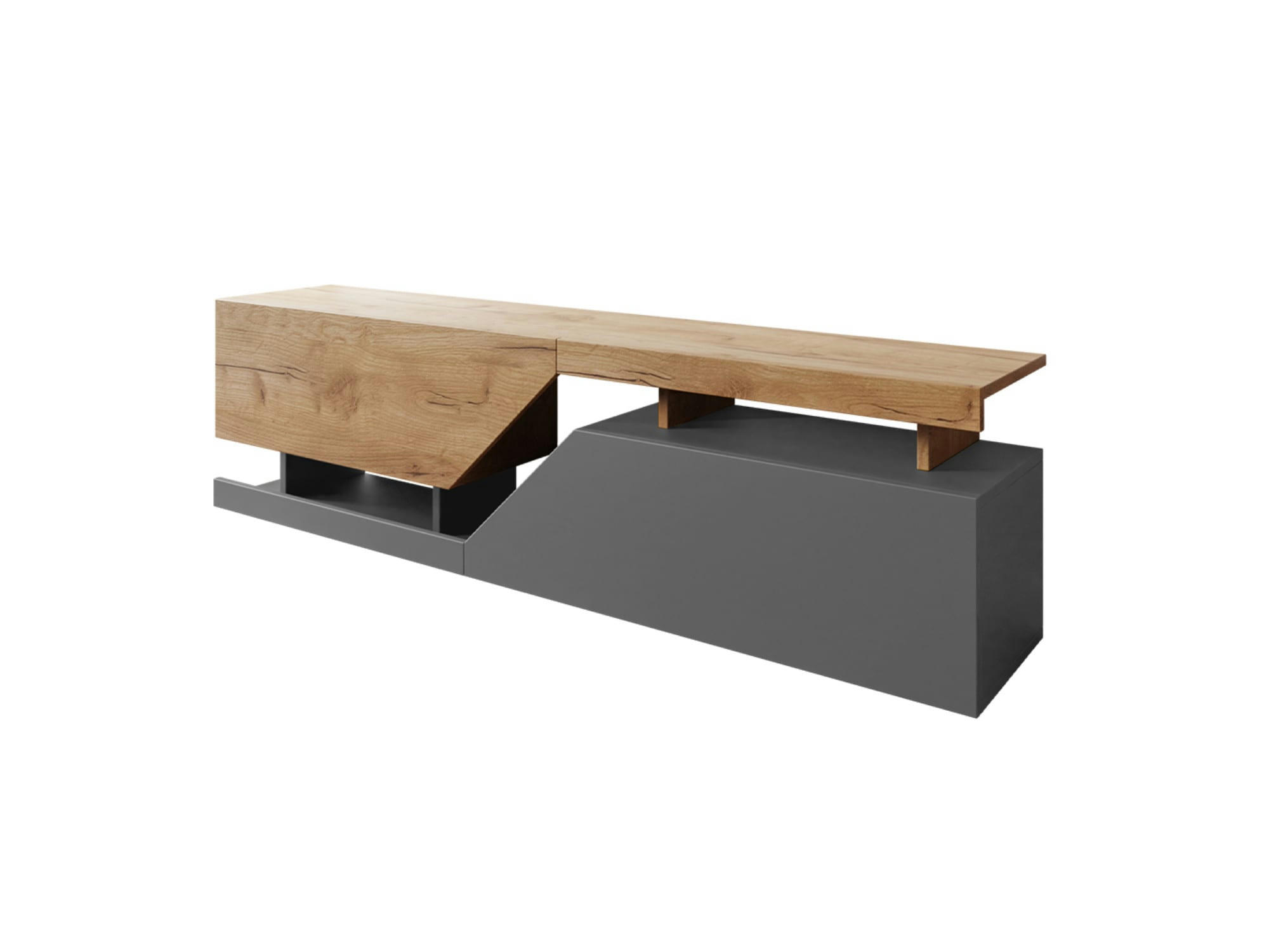 PITT - Meuble TV style industriel 160 cm bois / gris