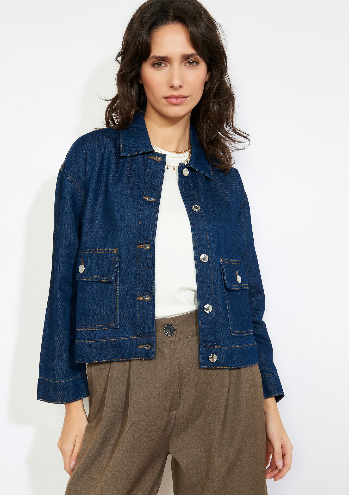 Denim jasje met structuur