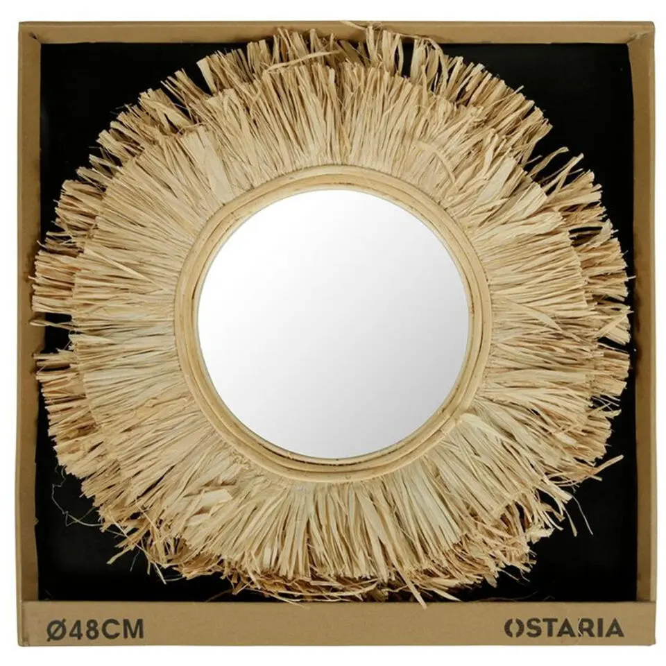 Ostaria Wandspiegel bohemian Raffia - bruin - rond - Dia 48 cm