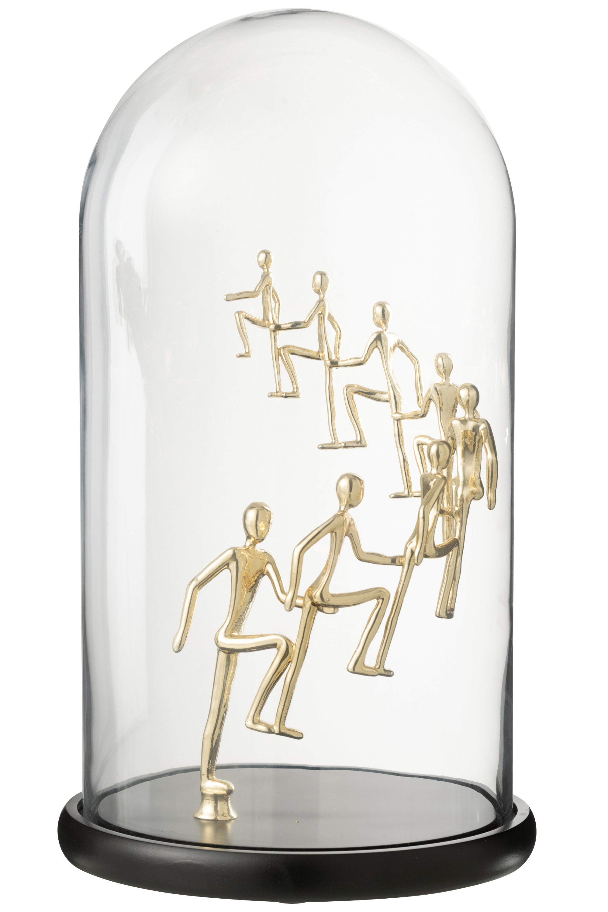 J-Line Decoratieve stolp Klimmende Mensen - glas - goud/zwart