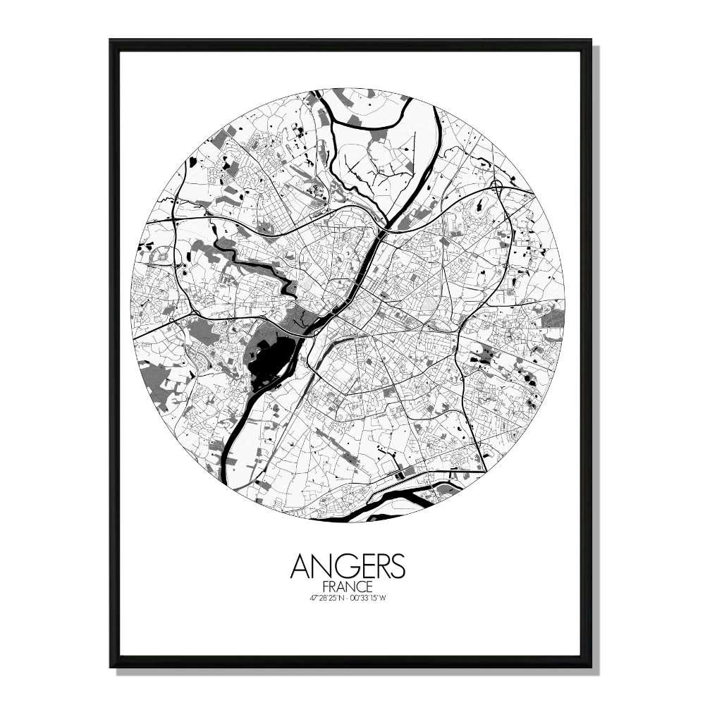 - Affiche Angers Carte ronde 40x50