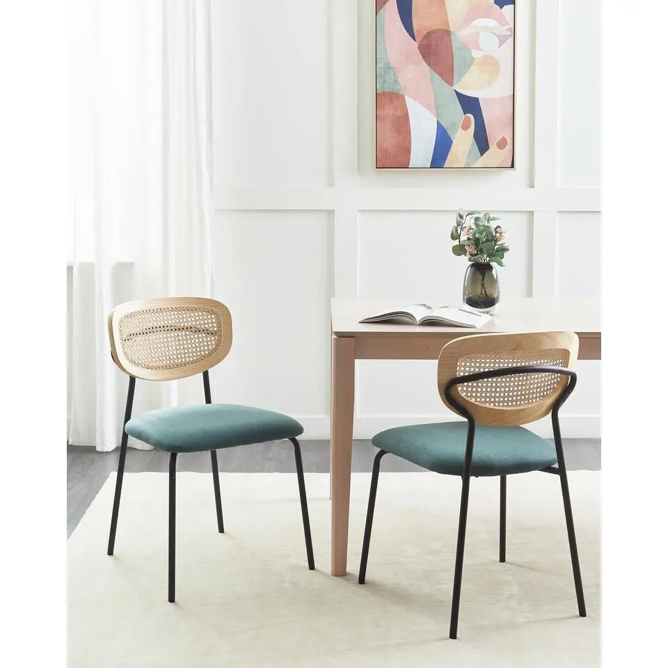 MAYETTA - Eetkamerstoel set van 2 - Blauw - Polyester