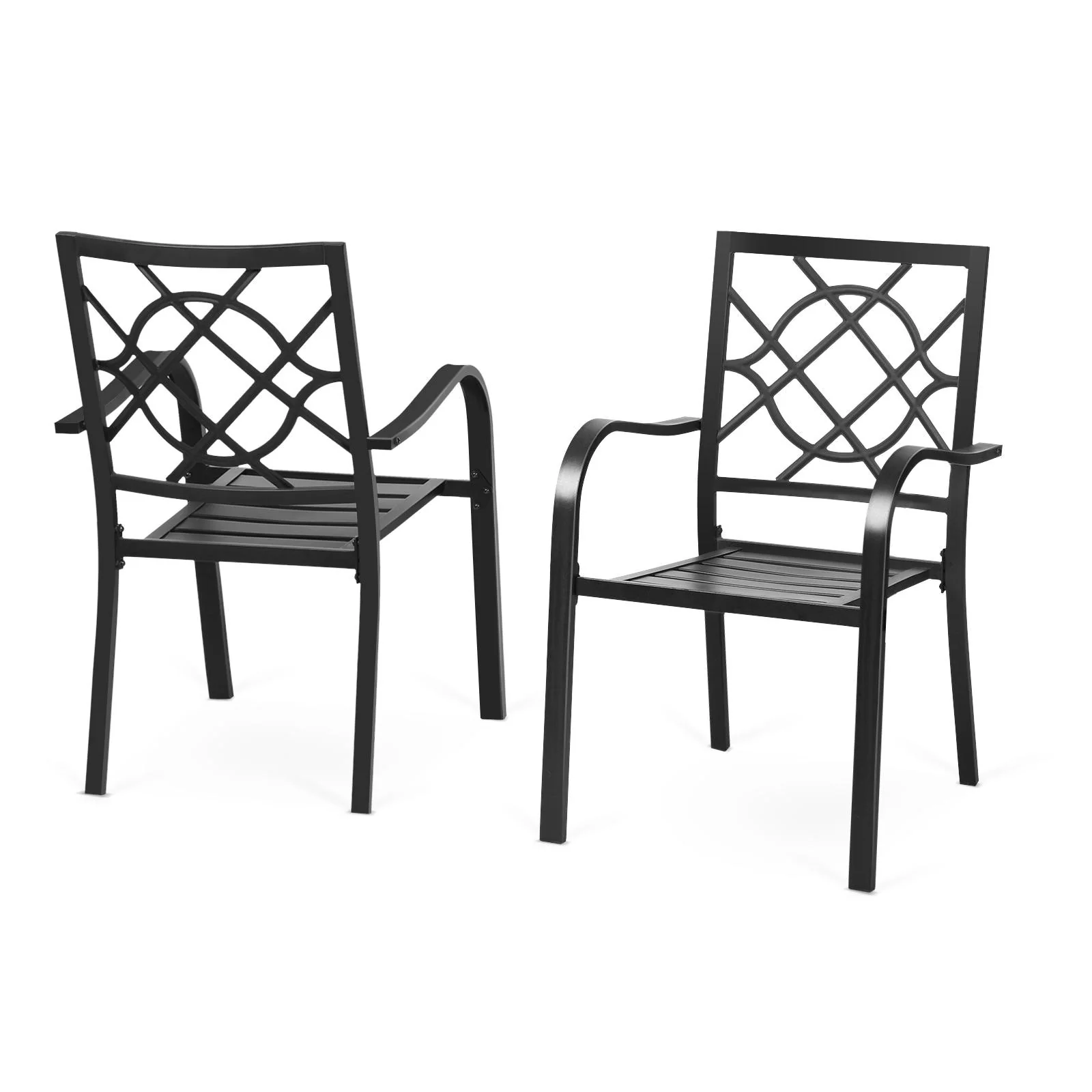 SUNCROWN Outdoor Patio Metal Stackable Dining Chairs Set of 2