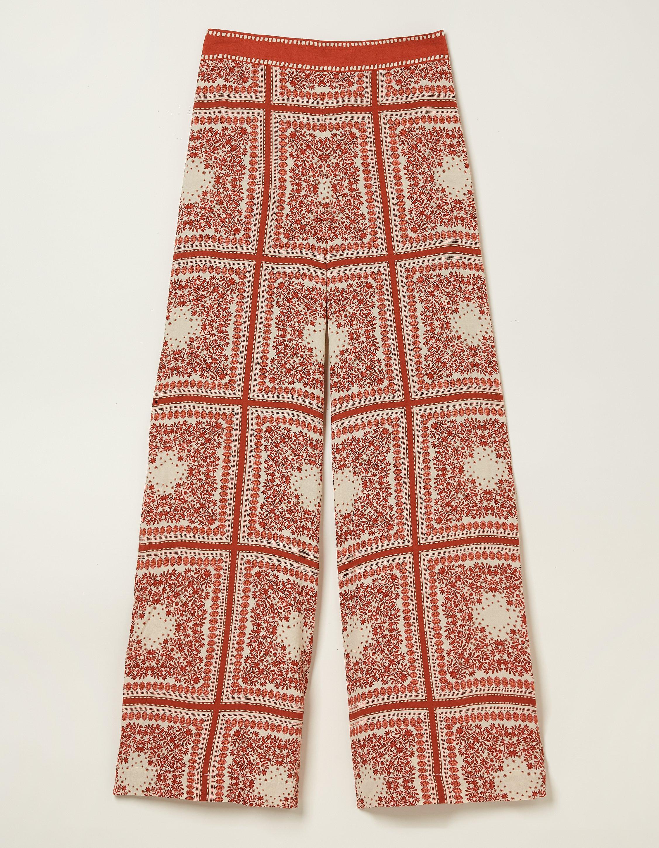 Scarf Print Palazzo Trousers