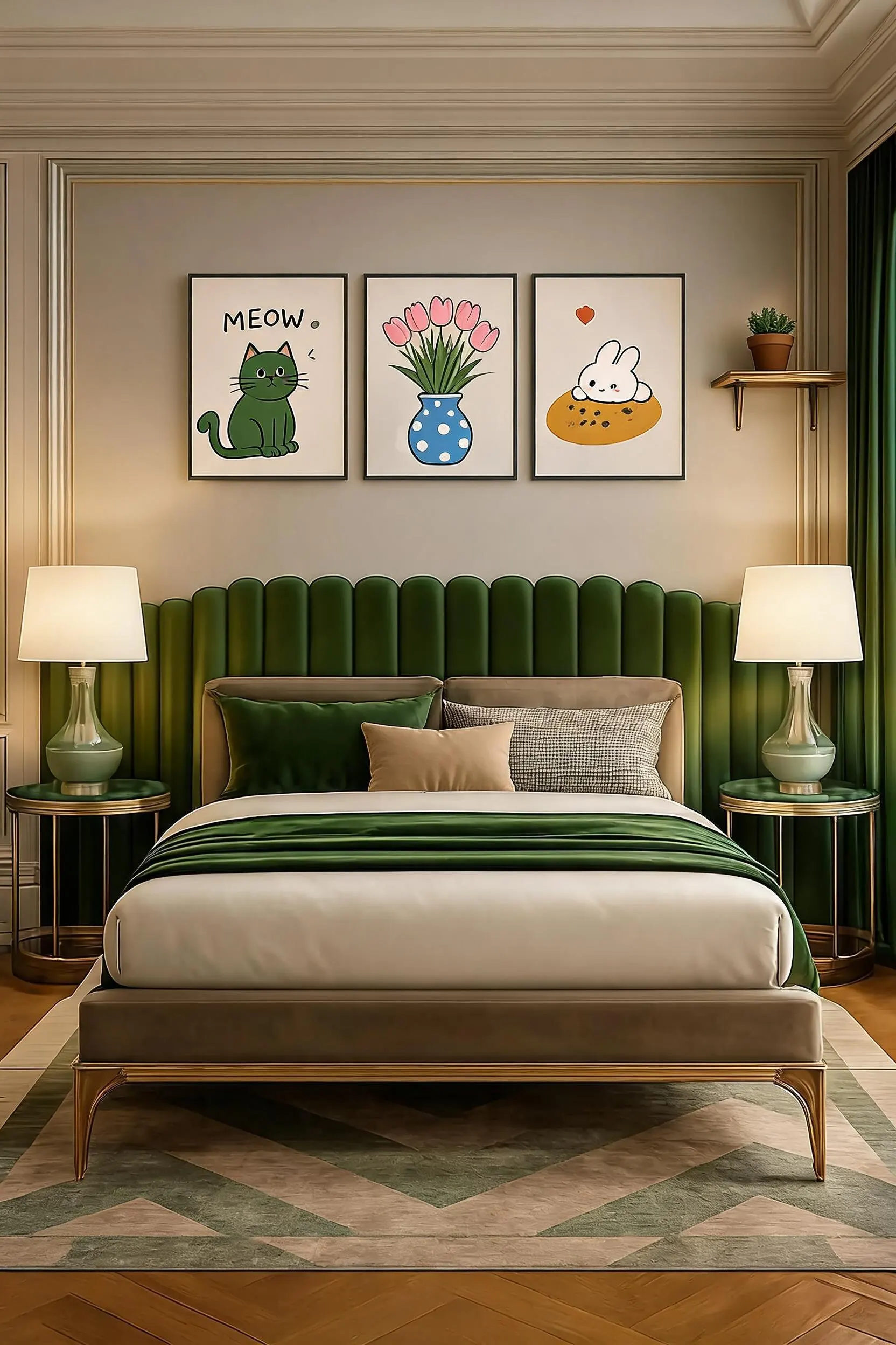 Sage Green Ceramic Table Lamp Set – Modern Bedside Lighting