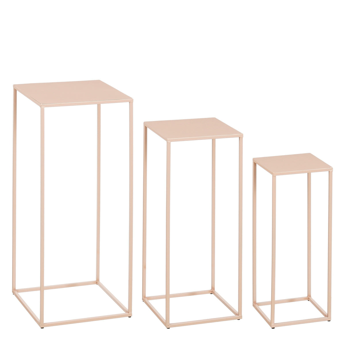 Mica Decorations Quinty Bijzettafel - Set van 3 - L30 x B30 x H70 cm - IJzer - Lichtroze