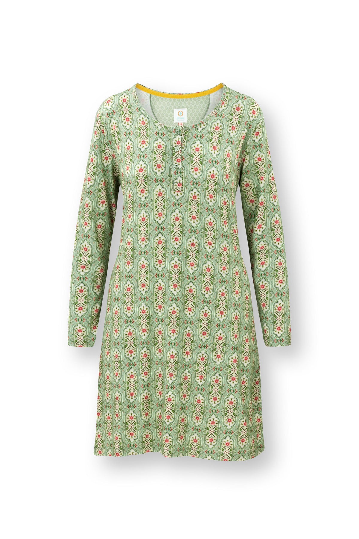 Pip Studio - Desiree Nachthemd Lange Mouw Dames - Jabali - Lichtgroen - M