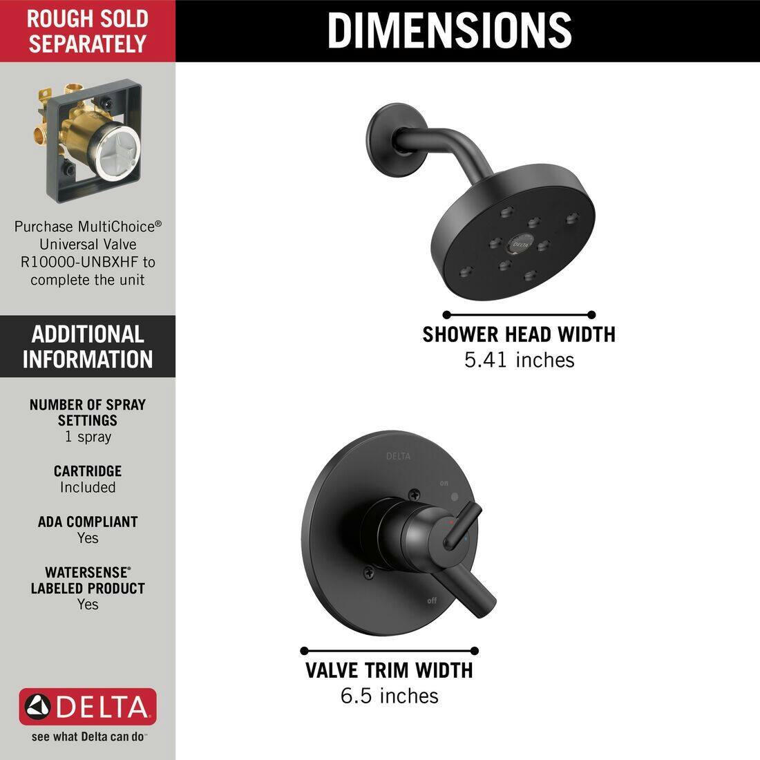 Delta Monitor 17 Series H2Okinetic Shower Trim, Matte Black